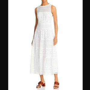 Lauren Ralph Lauren Sleeveless Lace Illusion Yoke Midi Dres-NEW